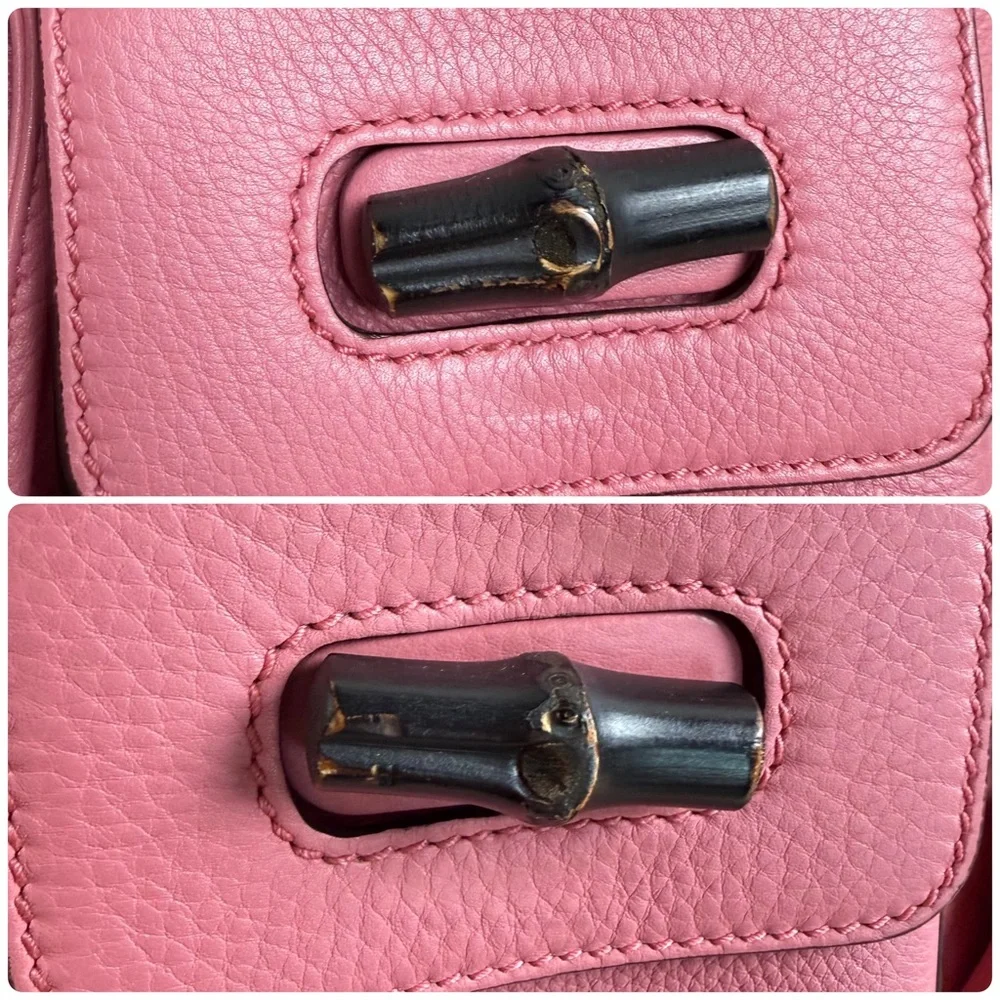 Gucci Pink Leather Bamboo Tassel Backpack | Authentic | Made in Italy - Picture 14 of 17